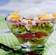 Рецепт праздничного салата. Салат из маринованных яблок и зеленого горошка.
