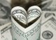 деньги в виде сердца