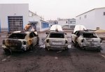 В г. Шахты сожгли 3 автомобиля такси "Шкода Октавия" такси "Замок"