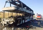 Сгорел автобус «Неоплан» на 1005 км трассы М4 рядом с г. Шахты