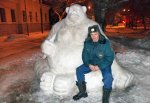 Из снега сделали гигантскую обезьяну в Новочеркасске
