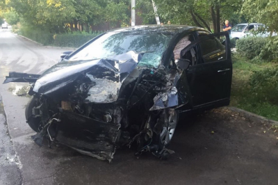 Ребенок вылетел из салона после столкновения машины с деревом в Ростове