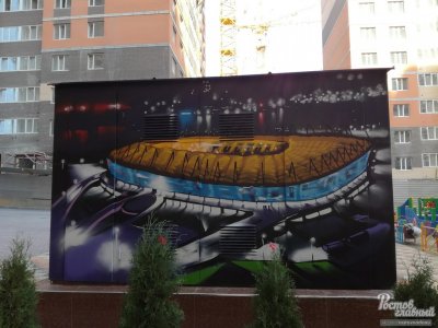 Ростовский художник украсил гараж рисунками стадиона и футбола